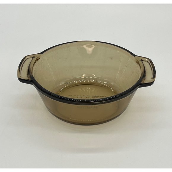 Brown/Amber Cooking Pot or Casserole w/handles 6" - Picture 2 of 4